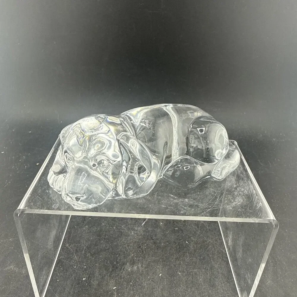 Vintage Princess House 24% Lead Crystal Sleeping Puppy Paperweight